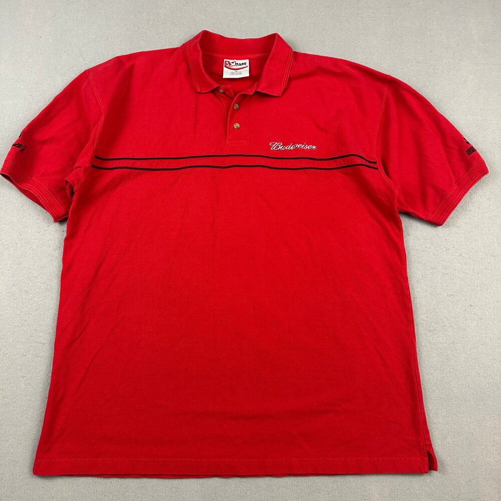 Budweister Shirt Men Extra Large Red Polo Chase Authentics NASCAR Racing XL